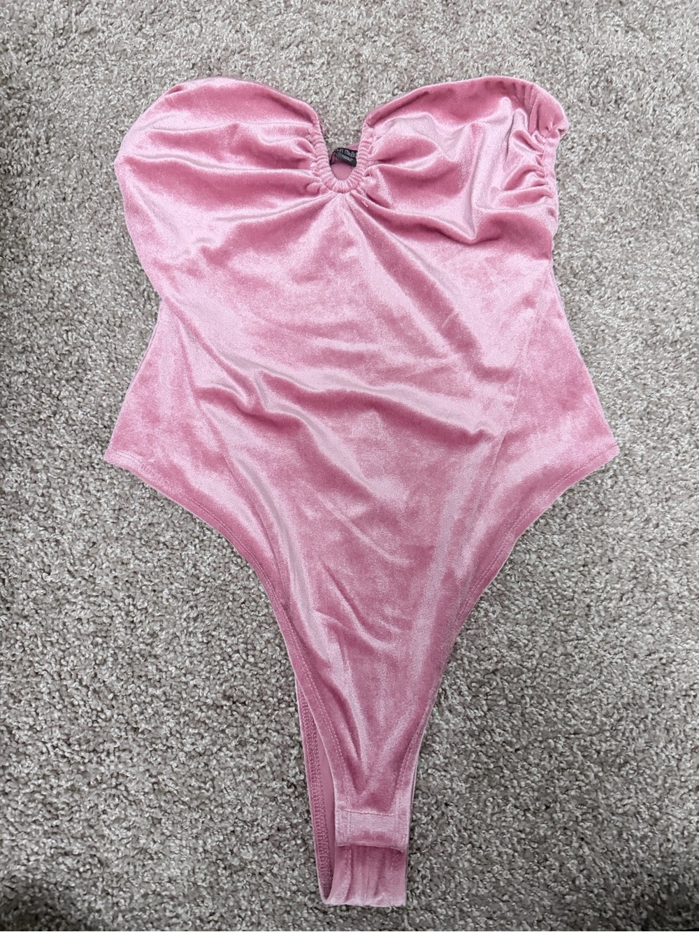 wild fable Pink Velvet Heart-Neck One-Piece Bodysuit